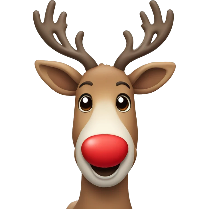 Happy reindeer with a big red nose emoji