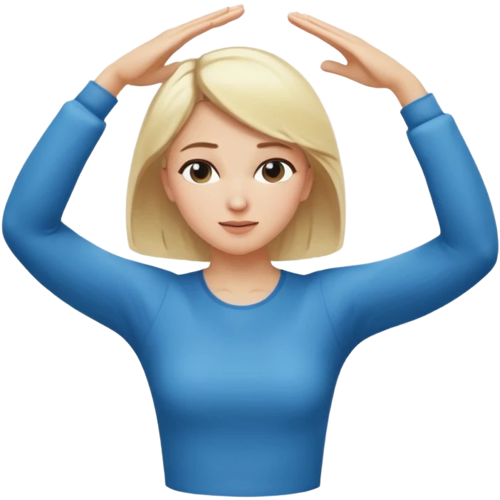 a white blonde woman doing the dab dance pose: one arm bent and angled upward across the face, the other arm extended straight out in the opposite direction, head tucked into the bent elbow, standing confidently emoji