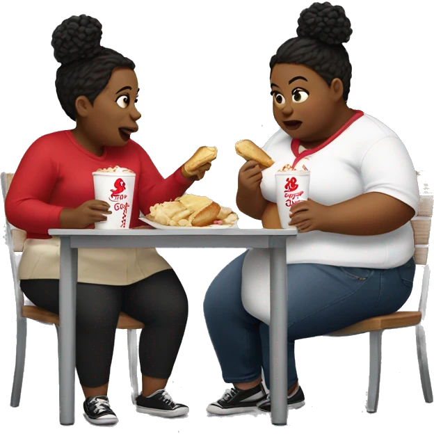 2 fat girls eating Chick-fil-A emoji