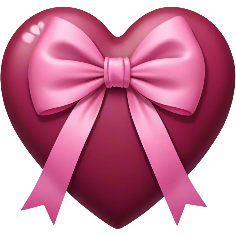 Burgundy heart with a pink bow in the middle emoji