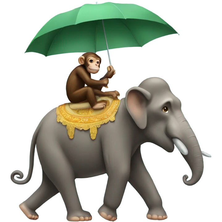 Monkey riding elephant umbrella emoji