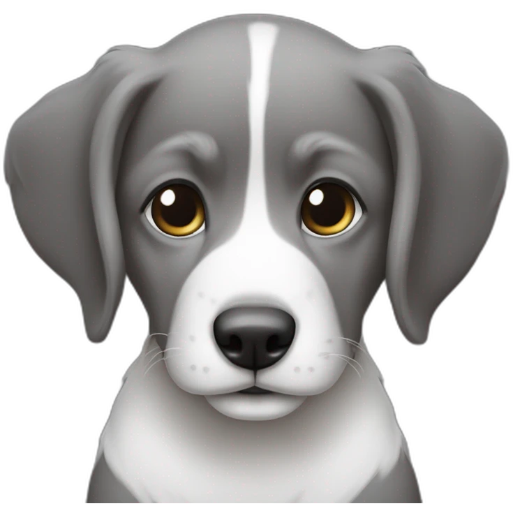Un chiot americain staff gris très foncer avec des petite tache blanche emoji