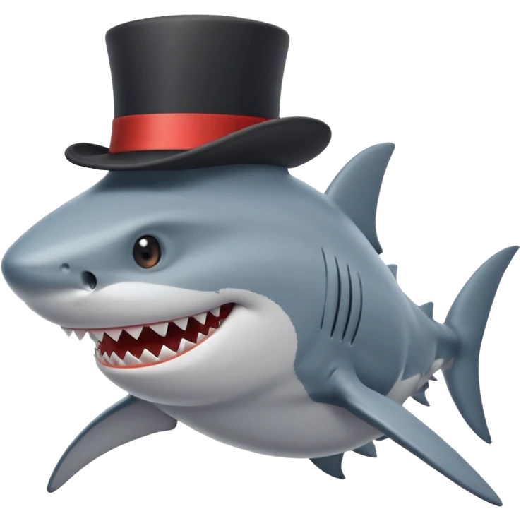 Shark with a top hat emoji