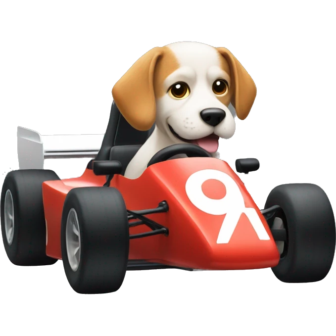 dog riding in a f1 car emoji