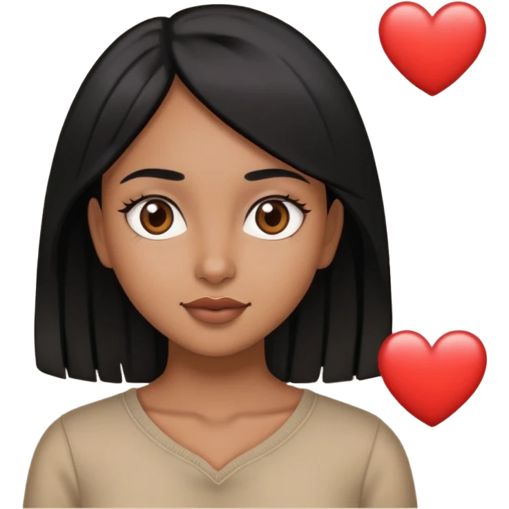 brown girl with straight black hair and heart eyes emoji