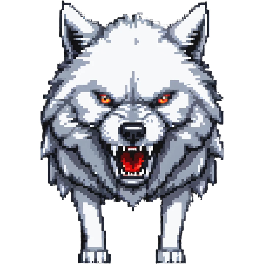 angry wolf with sharp teeth and fluffy fur emoji