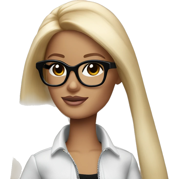 Blonde Barbie wearing sant black glasses  emoji