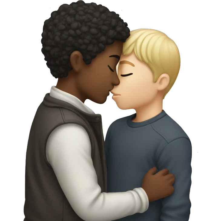 boys kissing white emoji