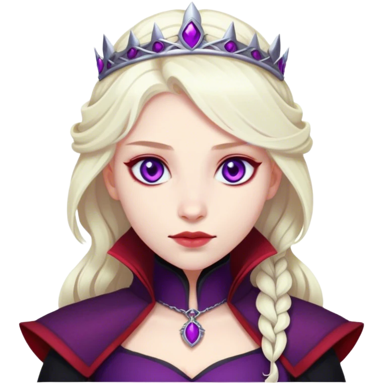 Targaryen Princess with purple eyes, wearing black and red only. emoji