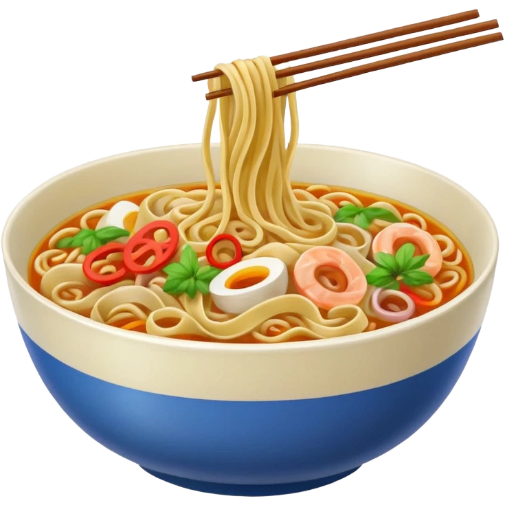 Chinese noodles, several flavors, different colors emoji