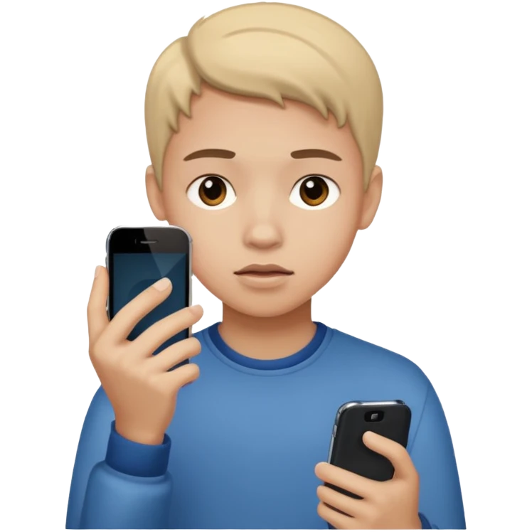 teenager holding a phone with a dramatic face emoji