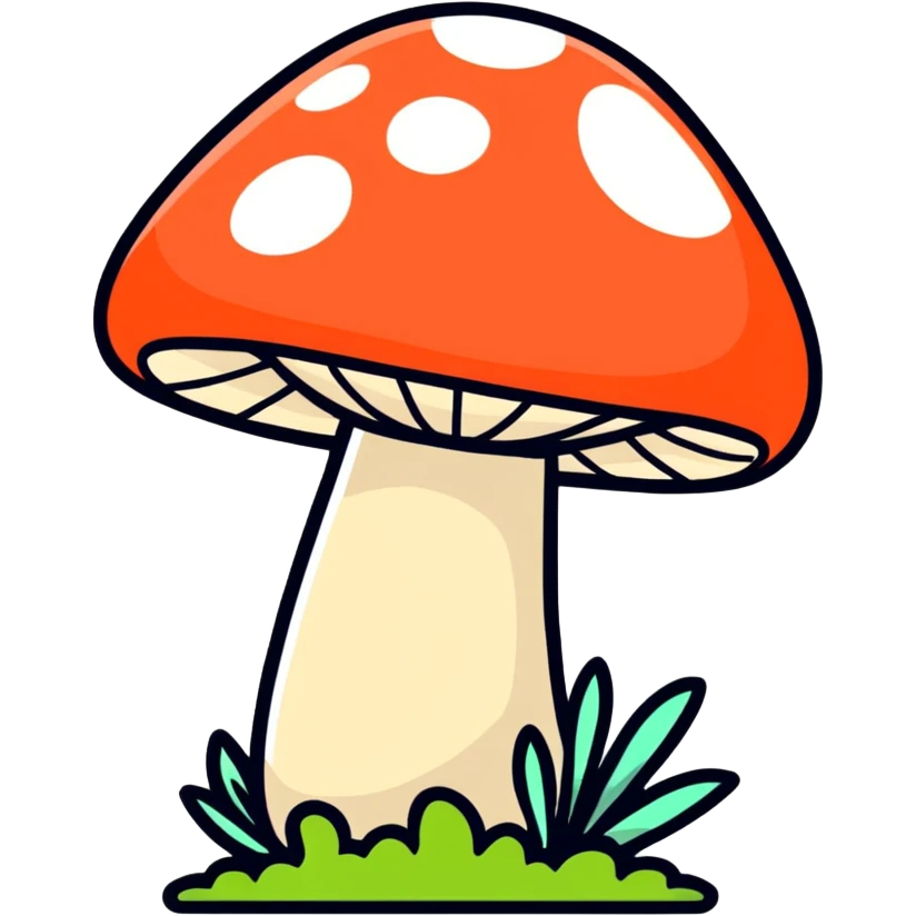 Green and red mushroom emoji