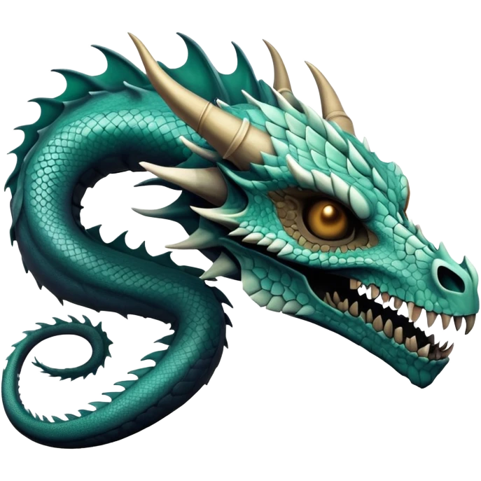 Dragon with a dragon-cadaver-skull-mask (full body) emoji
