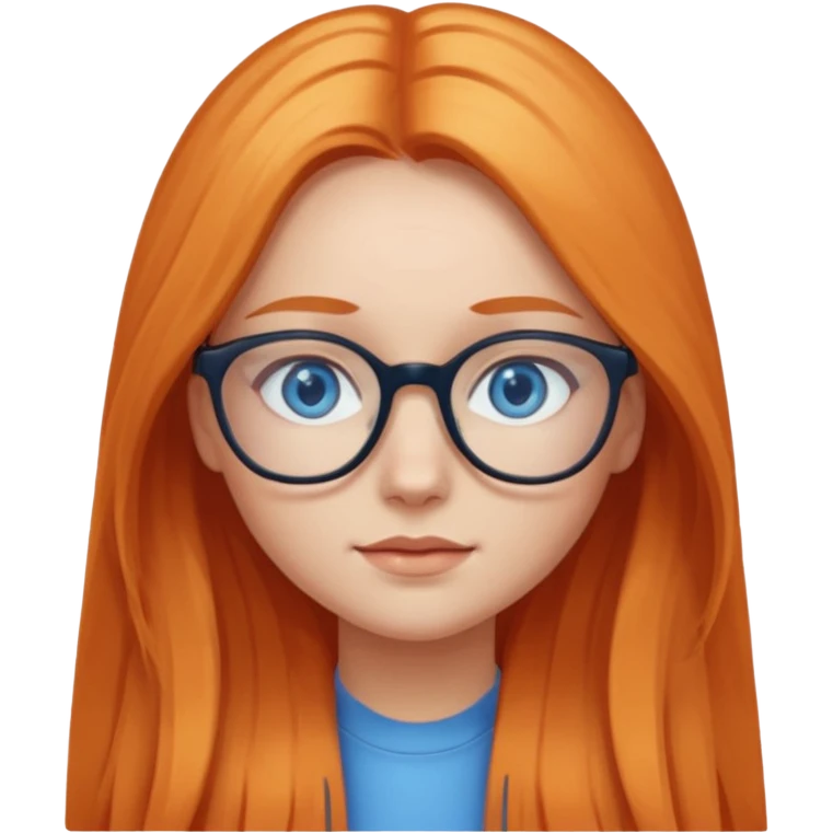 a girl with blue eyes, glasses and light orange long hair emoji