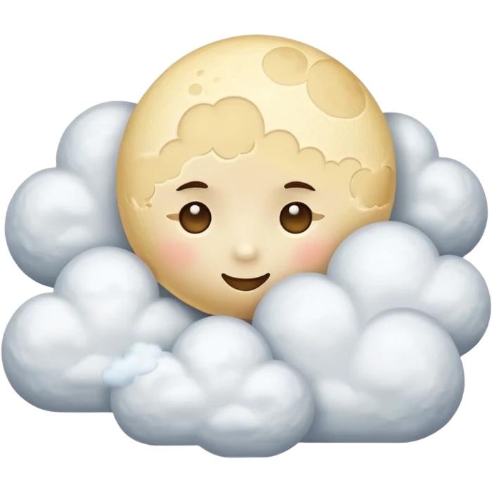 Beige moon and cloud emoji