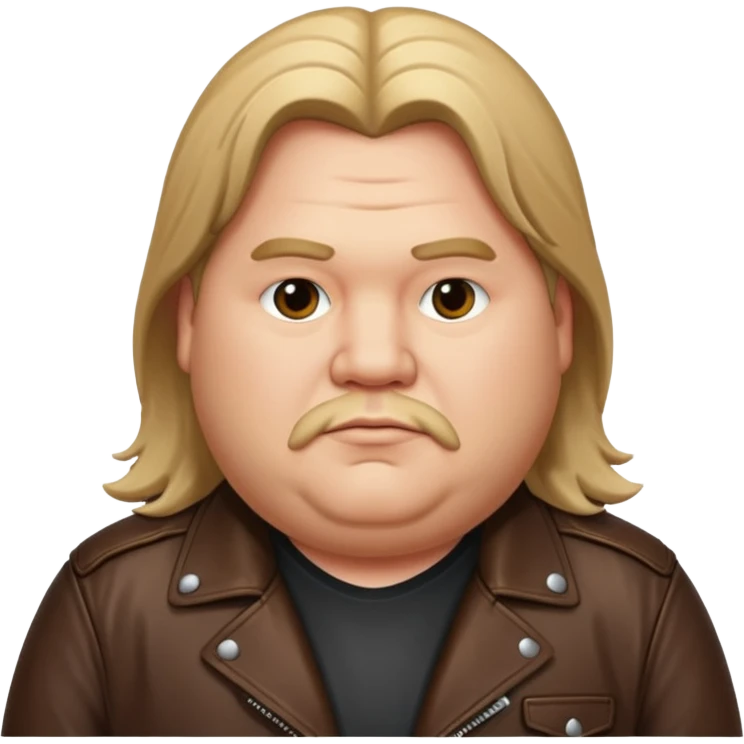 Long hair fat men in leather jacket emoji
