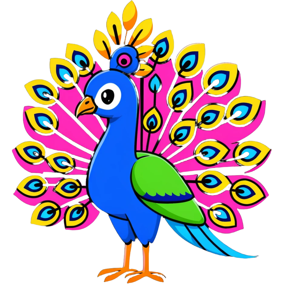 colorful peacock with Hindi word Husn meaning beauty emoji