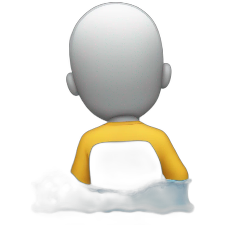 backside of a man looking down pouring water emoji