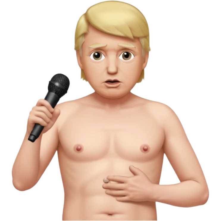 Donald Trump naked touching his nipples and a mic covering his privates emoji
