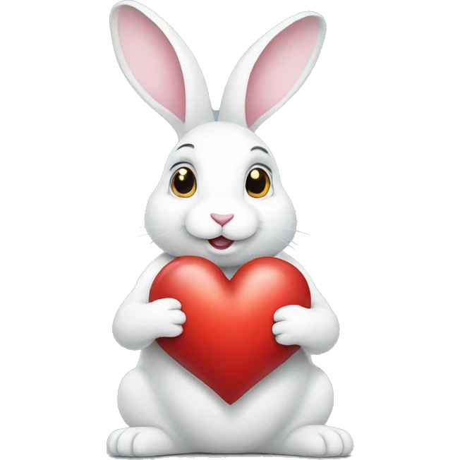 white rabbit hold heart emoji