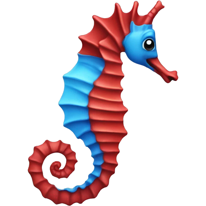 Blue and red seahorse  emoji