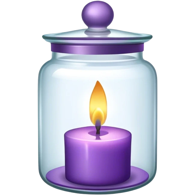 Purple candle in a glass jar with a glass cover emoji