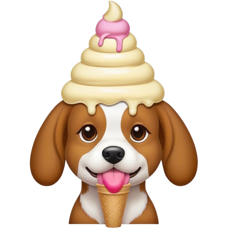 Dog wearing a ice cream hat emoji
