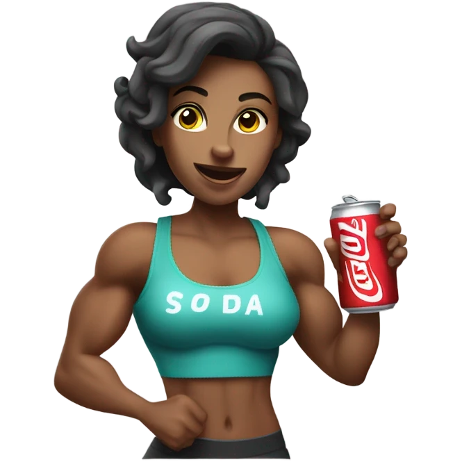 Female bodybuilder drinking soda emoji