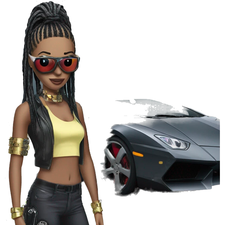 Cyber punk in front of two lambos  emoji