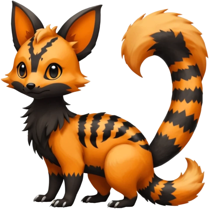 Rare exotic cute epic aesthetic Salandit-Eevee-Civet-species-Fakemon-hybrid-creature, with markings, full body emoji