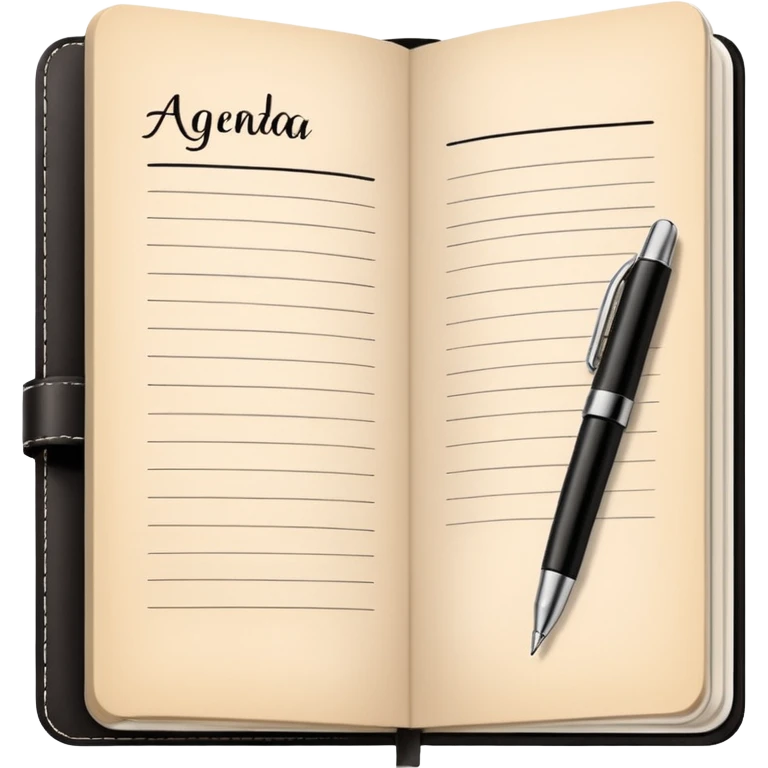 daily planner agenda leather with open page and pen emoji