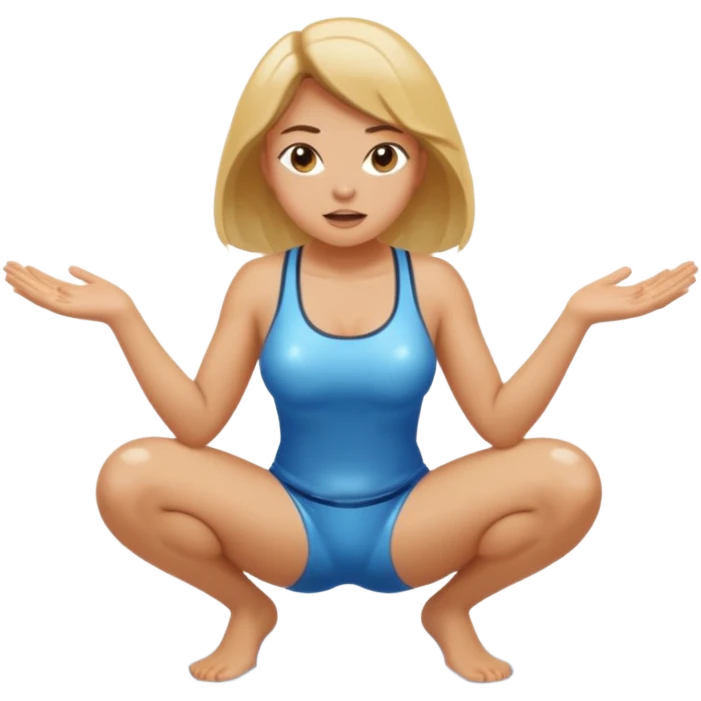 Naked Woman legs and vagina spread open squatting and pissing emoji