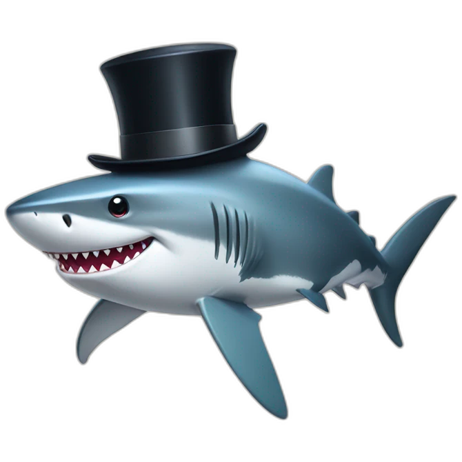 Shark with a top hat emoji