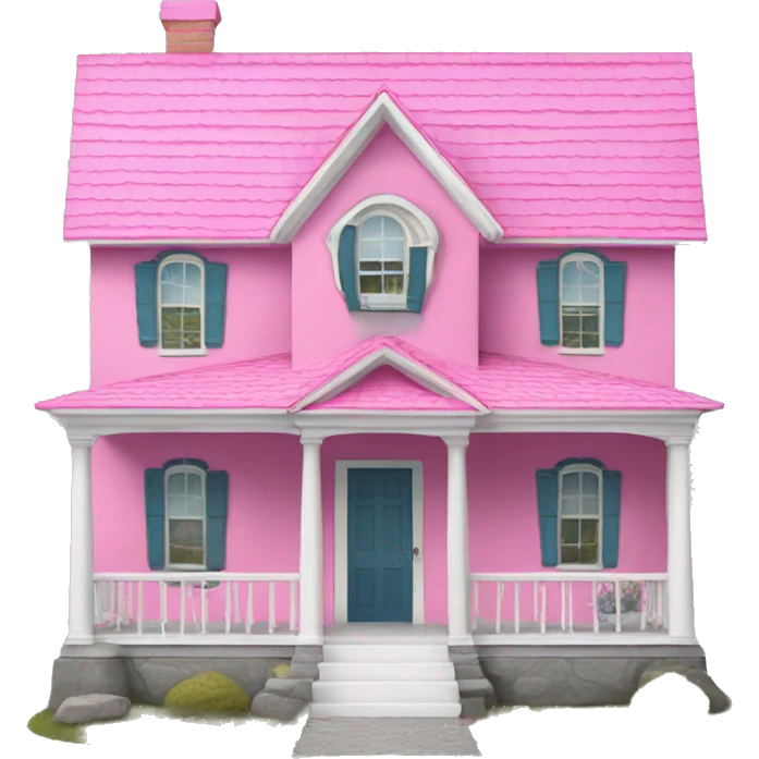 pink coraline house with white roof and white trimming emoji