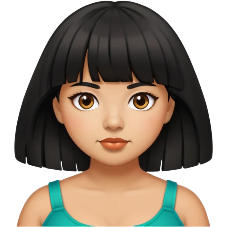 Mexican girl with bangs black medium hair plus size emoji