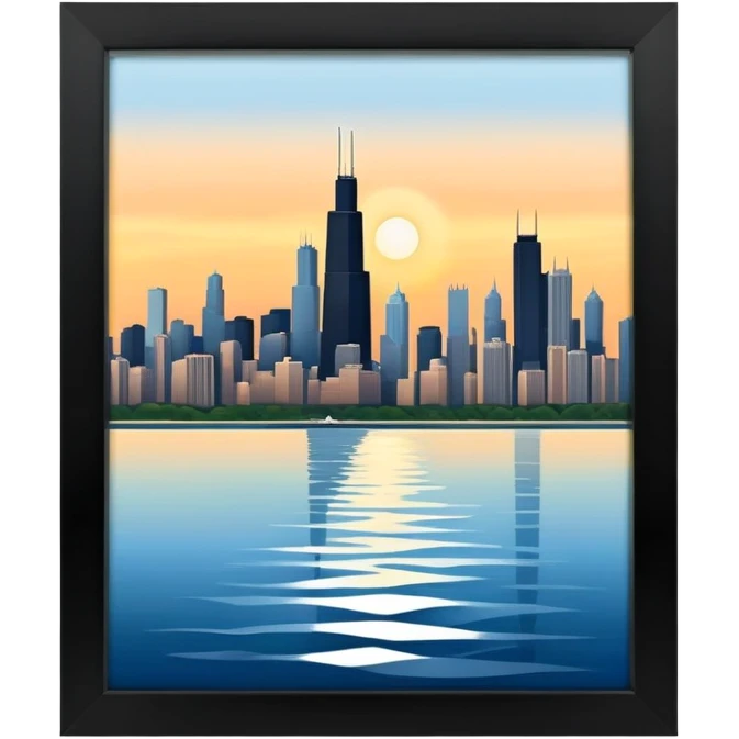 Dawn in Chicago with skyline view from Lake Michigan emoji