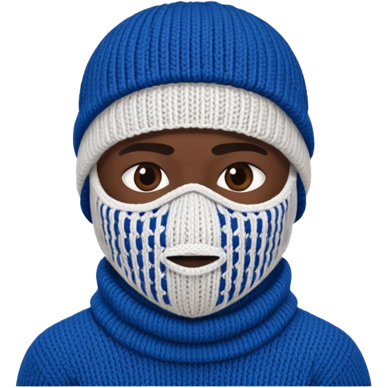ski mask blue and white on half sides emoji