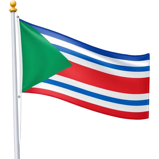 een vlag. eerst blauw, dan wit, dan groen, en dan rood van links naar rechts. de verhouding is 1:1:1:6 en de vlag moet plat emoji