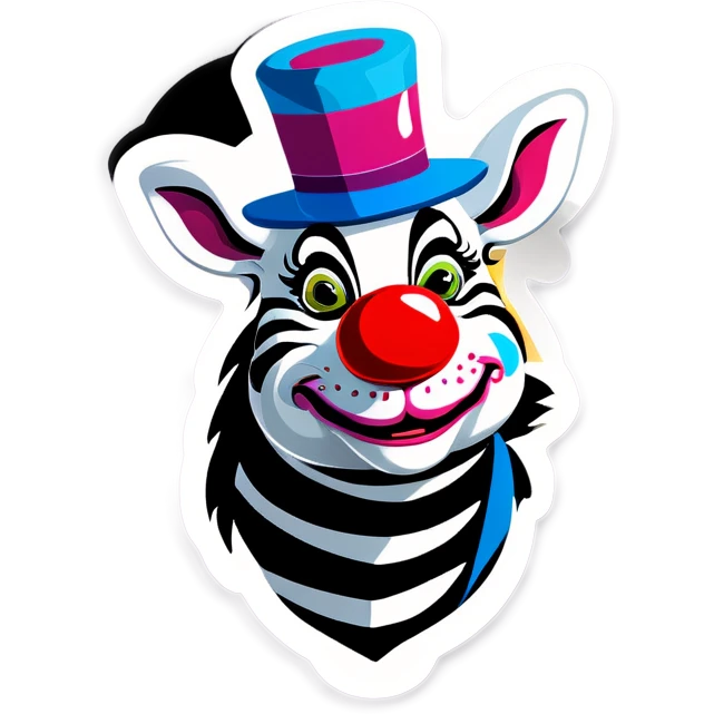 Zebre créatif avec un chapeau de clown et des cotillons  emoji