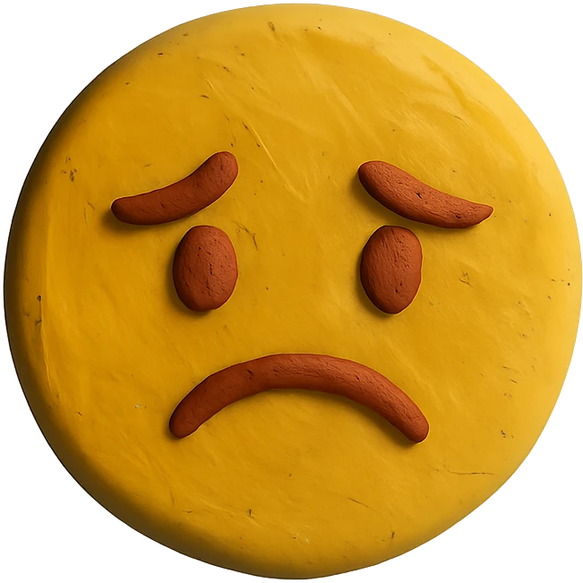 claymation style frowny face emoji emoji