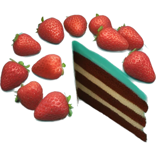 turquoise cake with strawberry and raspberry  emoji