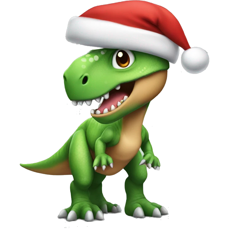 dinosaur wearing a santa hat emoji