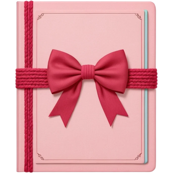 Junk journaling aesthetic book cover, tactile fabric textures, classic framing
Red yarn bow as focal point, soft shadows, calm pastel pink backdrop
Elegant, cozy, artistic, high-end print design emoji