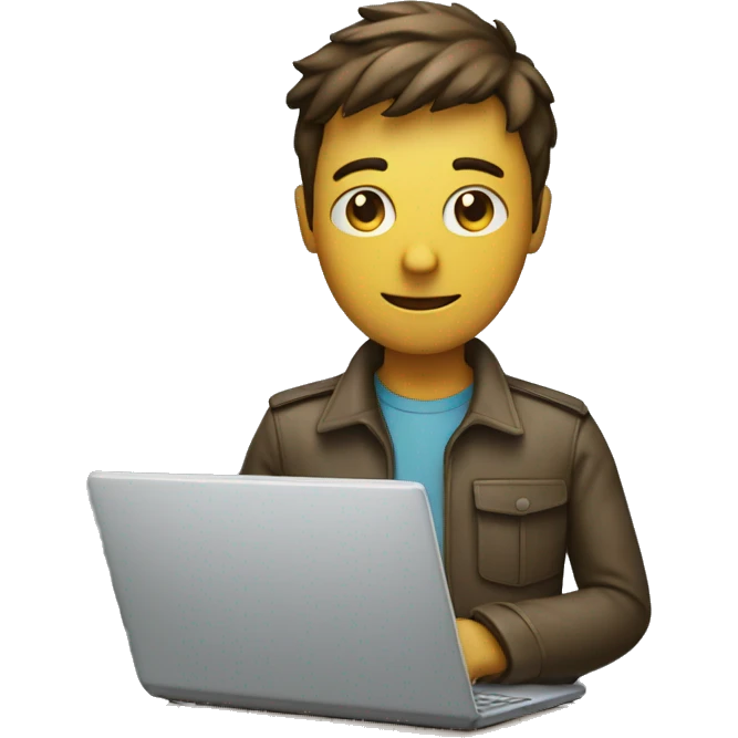 man with laptop and settings gear icon on the side emoji