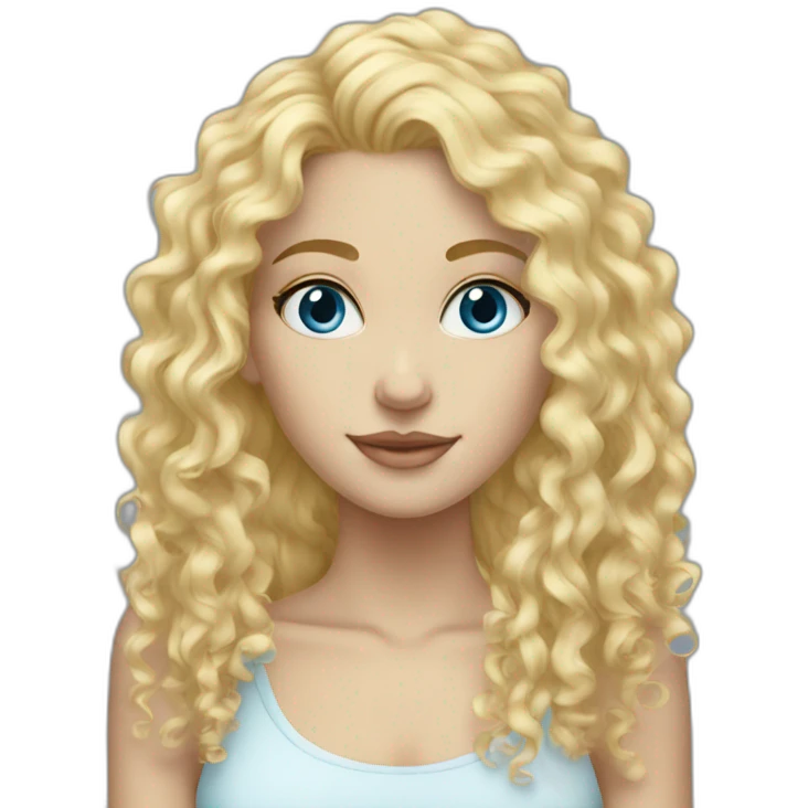 Tall curly blonde girl blue eyes pale  emoji