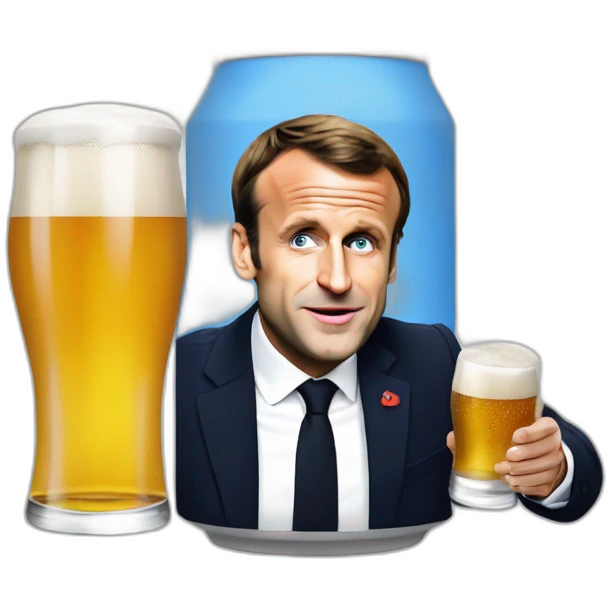 Emmanuel Macron qui boit une bière  emoji