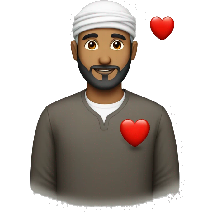 muslim man with red heart emoji