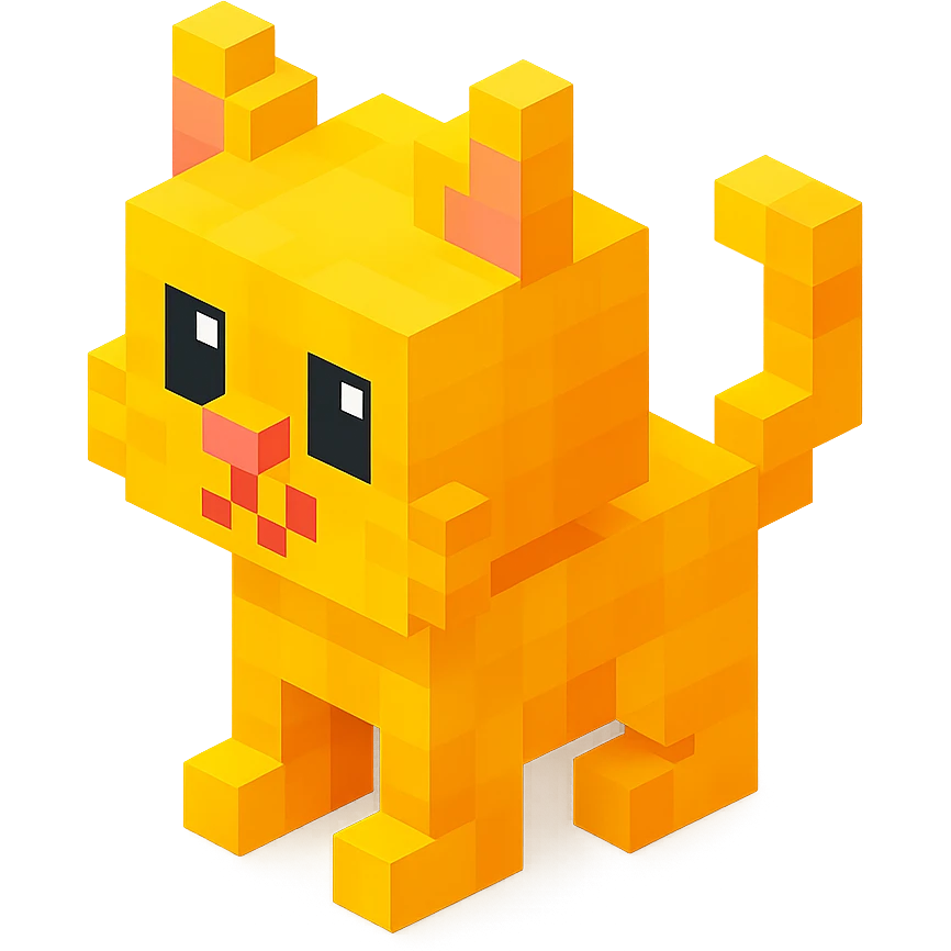 voxel style cat, isometric view emoji