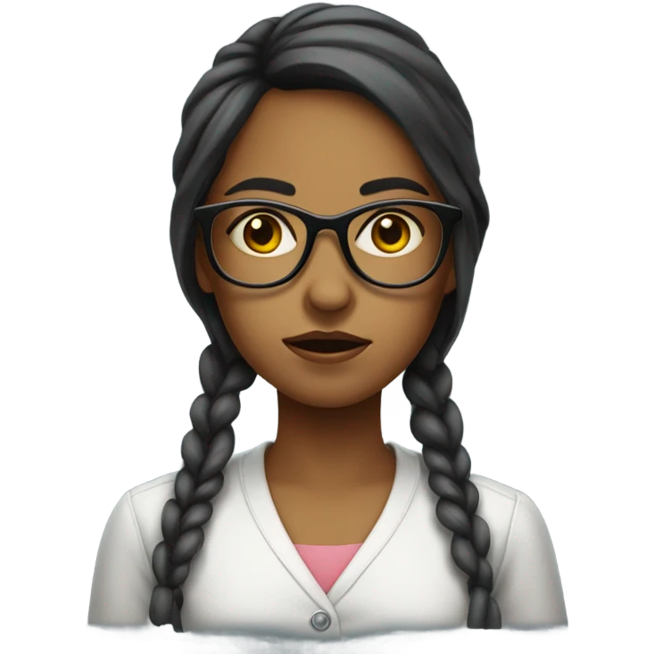 portrait of a girl with glasses sick emoji