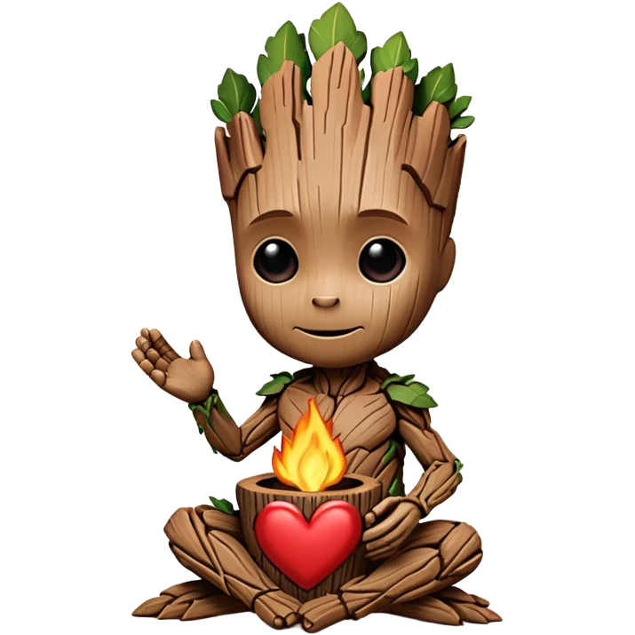 baby-groot with a hearth emoji